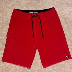 Billabong Boardshorts Mens 32 Red Swim Trunks Recycler Stretch Performance Surf